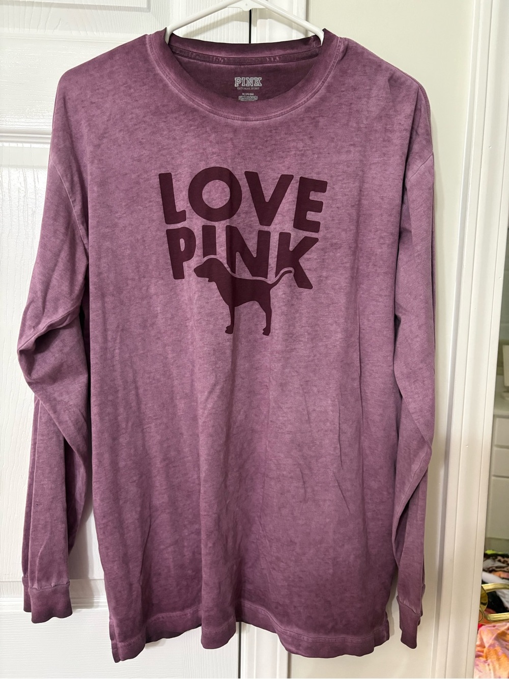 PINK Victoria's Secret Long-Sleeve Logo Tee - Dusty Mauve